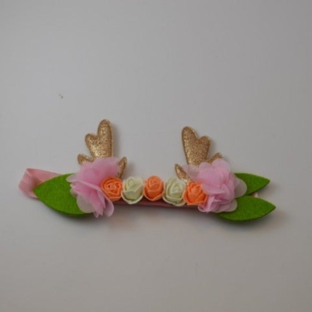 Baby Girl Floral Antler Headband